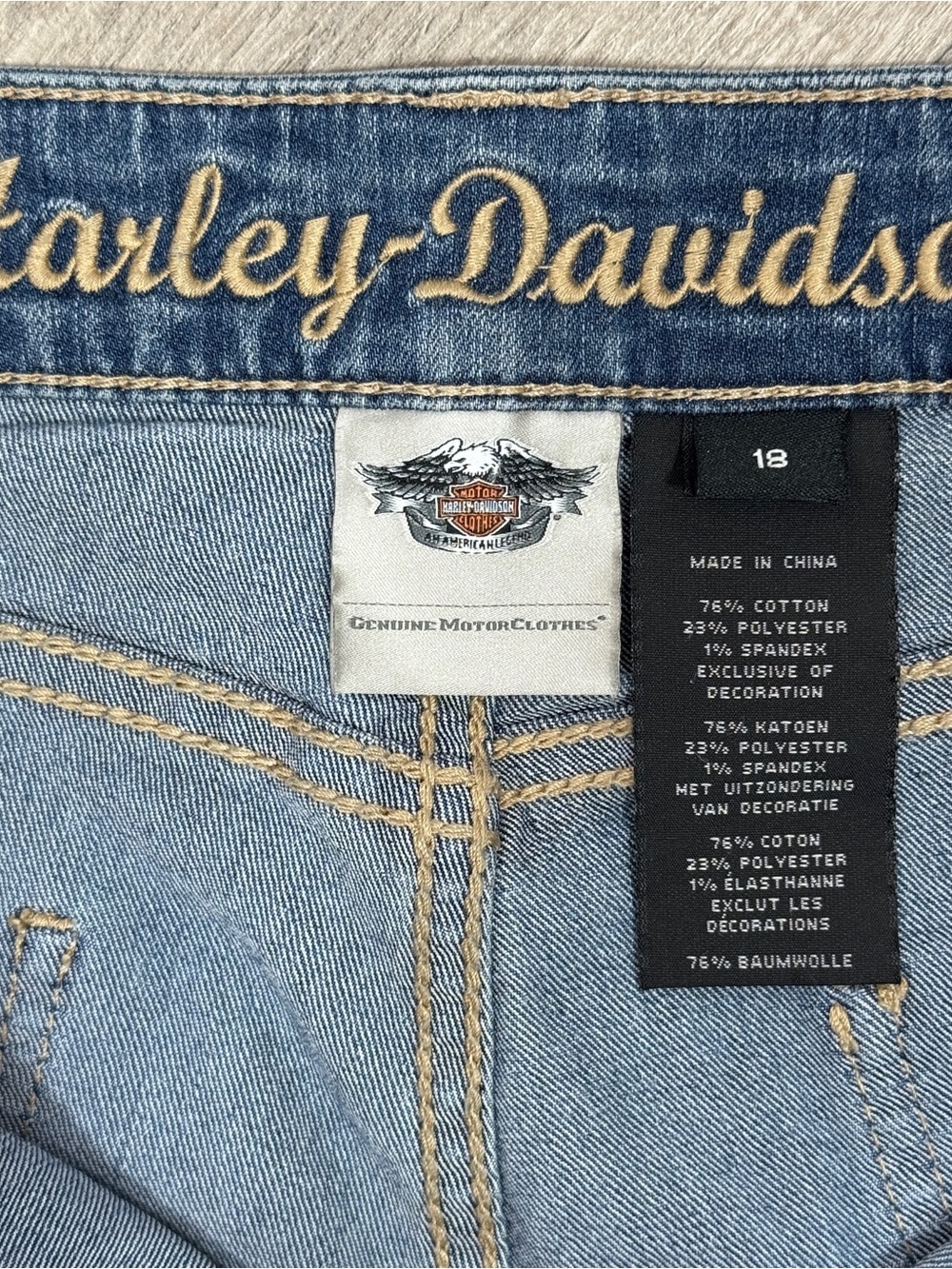 Harley-Davidson Skinny Slim-Fit Low-Rise Jeans Indigo Women Size 18 99130-17VW - Picture 8 of 12